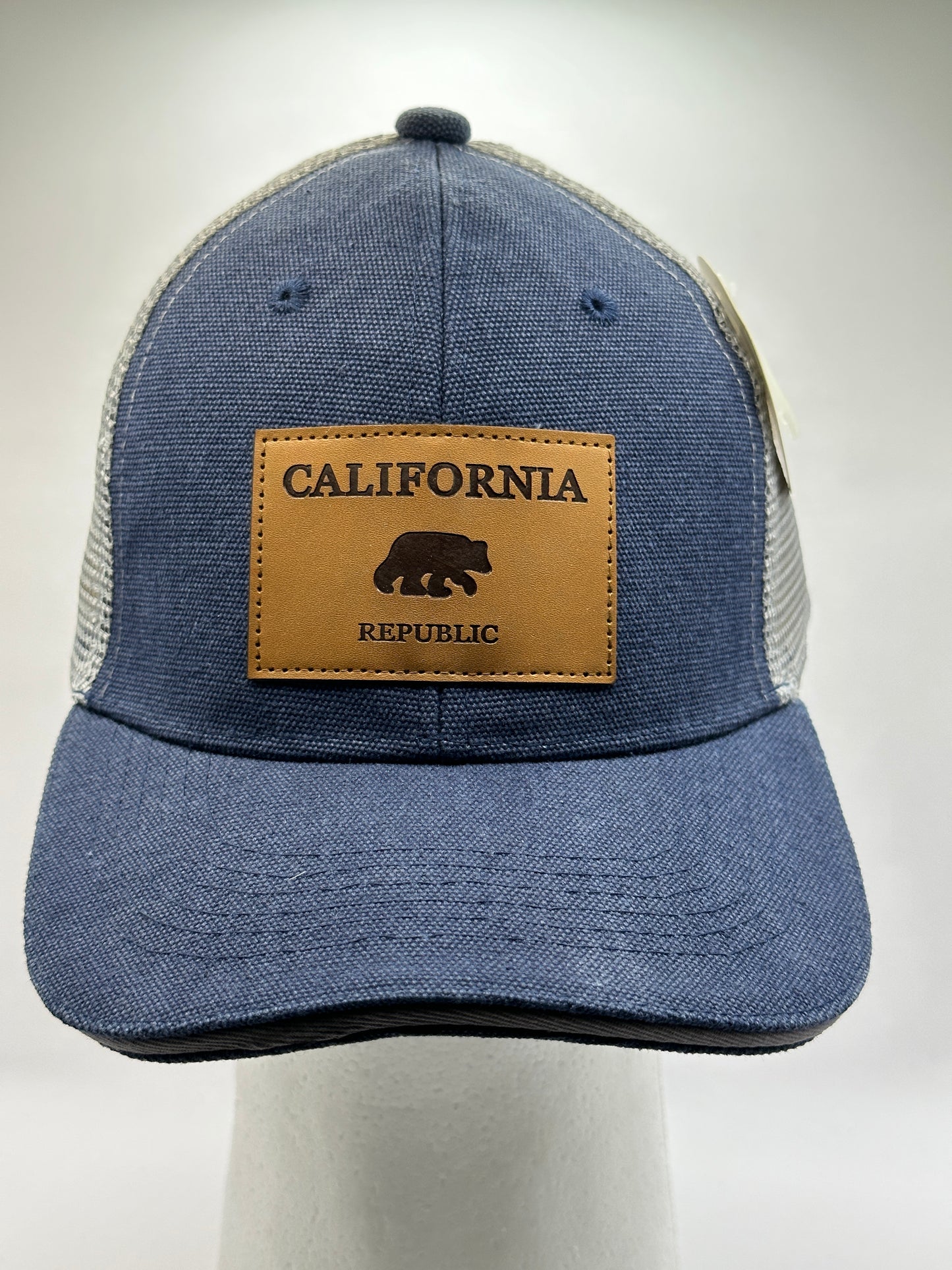 Blue Gray Mesh Leather Square