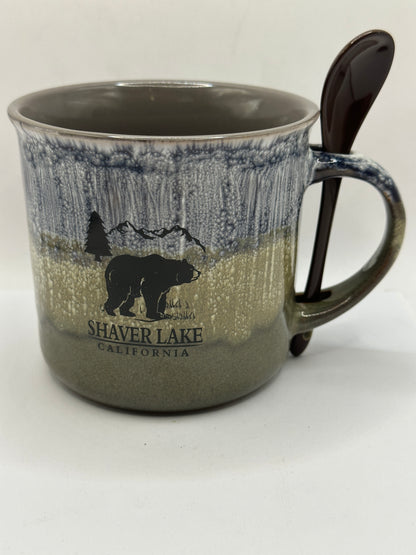 Ceramic Camping Brown Green Pink & Blue Mix